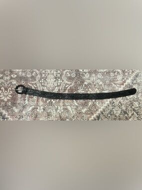 Tooled chocolate brown Leather Belt with Floral Carving